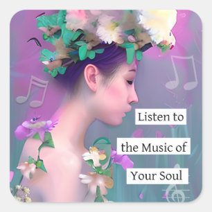 Adesivo Quadrado Ouça a música da sua alma   Inprimível