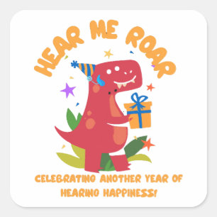 Adesivo Quadrado Ouça-me rebelar Implante Cochlear Ouvindo Aniversá