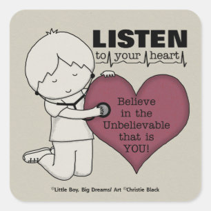 Adesivo Quadrado Ouça seu coração