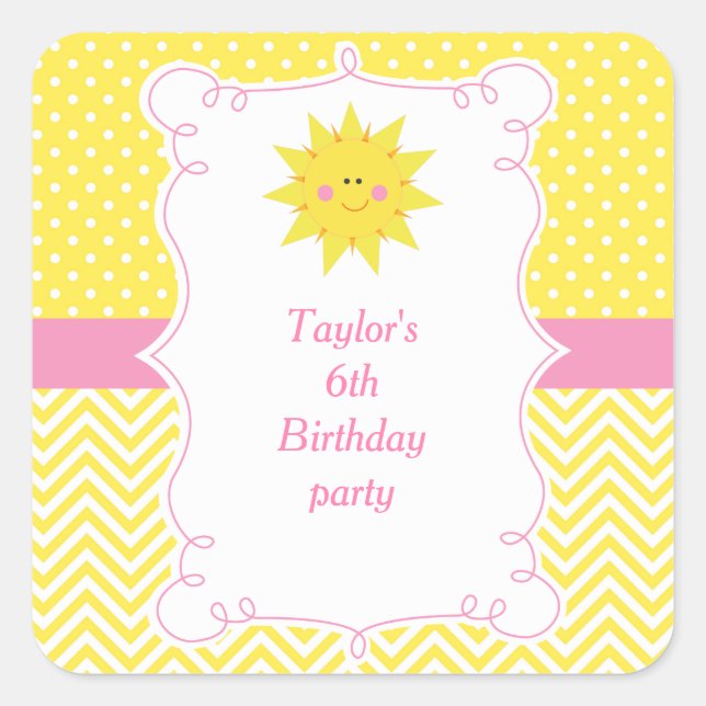 Adesivo Quadrado Our little Sunshine Birthday Thank You (Frente)