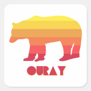 Adesivo Quadrado Ouray Colorado Rainbow Bear