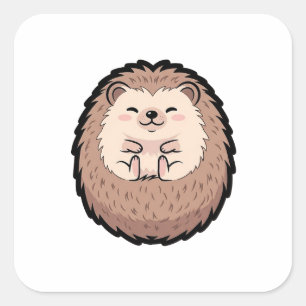 Adesivo Quadrado ouriço aconchegante – ilustração fofa e kawaii