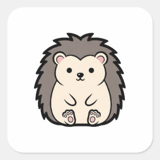Adesivo Quadrado Ouriço Kawaii Macio – Ilustração de Animal Fofo