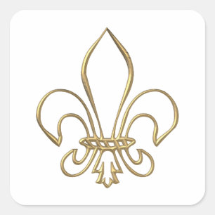 Adesivo Quadrado Ouro "3-D" Fleur-de-lis