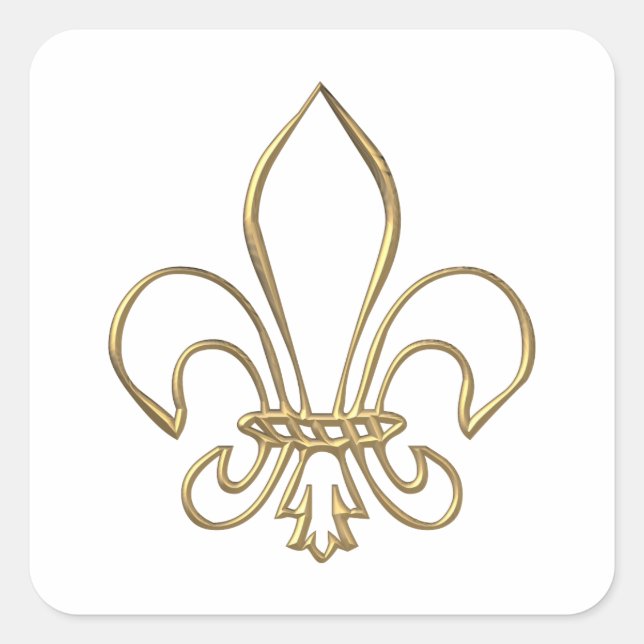 Adesivo Quadrado Ouro "3-D" Fleur-de-lis (Frente)