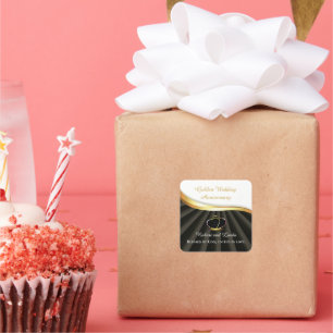 Adesivo Quadrado Ouro 50º Aniversário Religioso de Casamento