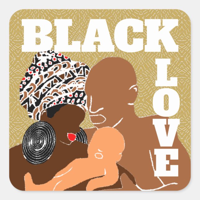 Adesivo Quadrado ouro amarelo Black Love Brown Love Black Family (Frente)