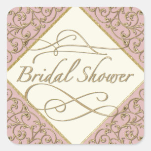 Adesivo Quadrado Ouro Art Deco Nouveau Lace Damask Caligrafia