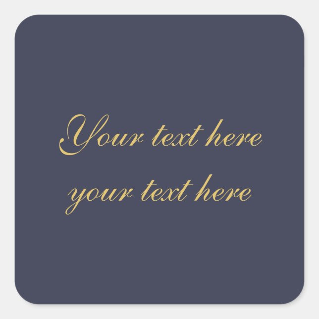 Adesivo Quadrado Ouro Azul Profissional Minimalista Tendência com T (Frente)