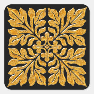 Adesivo Quadrado Ouro brilhante brilhante do azulejo antigo do