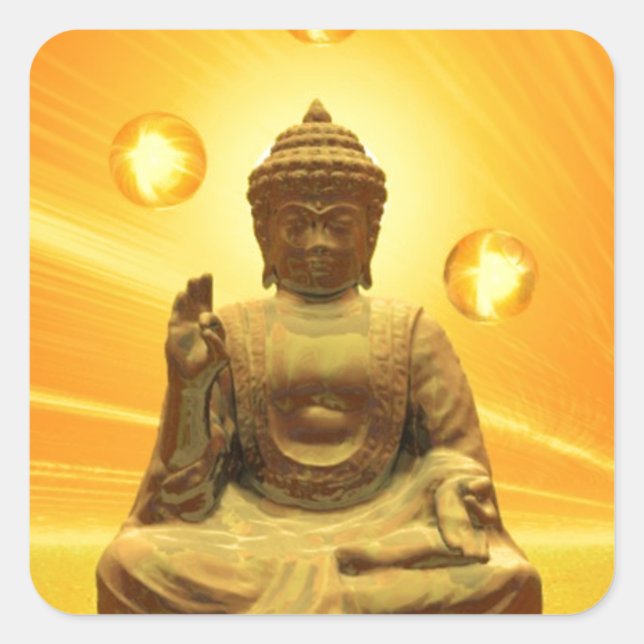Adesivo Quadrado Ouro Buddha (Frente)