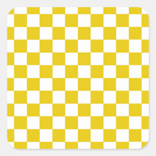 Adesivo Quadrado Ouro Checkered e branco