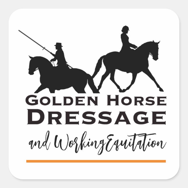 Adesivo Quadrado Ouro de Dressage & Working Equitation Sticker (Frente)