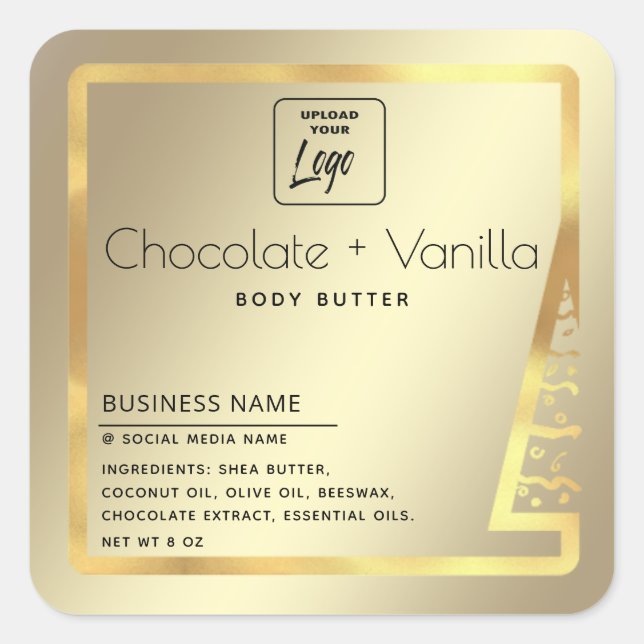 Adesivo Quadrado Ouro de férias Produto de luxo moderno simples Qua (Frente)