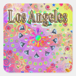 Adesivo Quadrado Ouro de Los Angeles Lucky Sticker