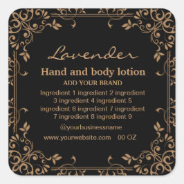 Adesivo Quadrado Ouro de luxo e ingredientes negros retangulares