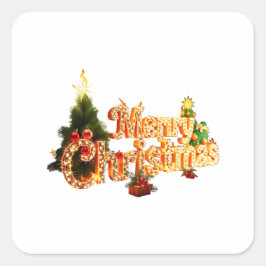 Adesivo Quadrado Ouro de Natal Sparkle - Árvore Festiva