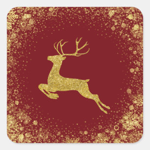 Adesivo Quadrado Ouro de Natal Velho elegante design