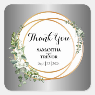 Adesivo Quadrado Ouro De Prata Botânica: Obrigado