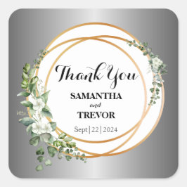 Adesivo Quadrado Ouro De Prata Botânica: Obrigado