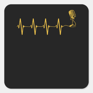Adesivo Quadrado Ouro de pulsação do microfone Pulsação