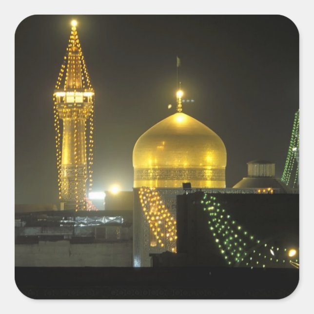 Adesivo Quadrado Ouro do Complexo Sanitário de Imam Reza em (Frente)