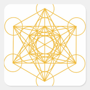 Adesivo Quadrado Ouro do cubo de Metatron