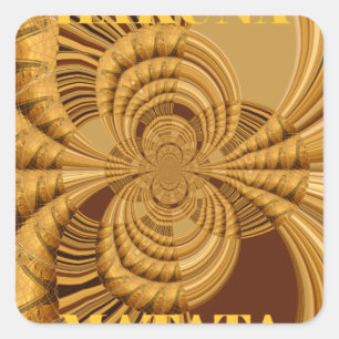 Adesivo Quadrado Ouro Giraffe Art