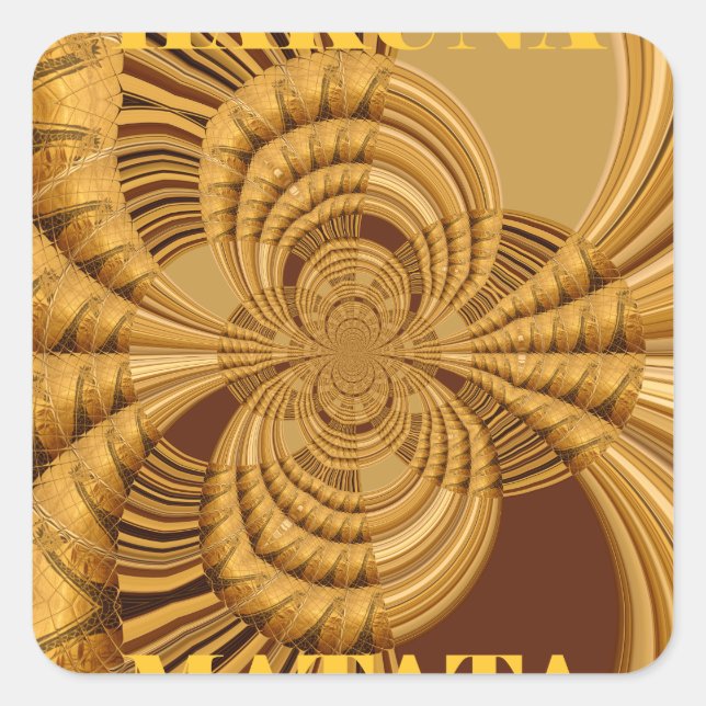 Adesivo Quadrado Ouro Giraffe Art (Frente)