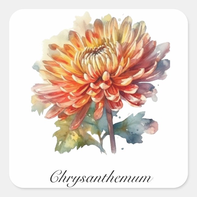 Adesivo Quadrado Ouro Harvest Chrysanthemum, personalizado (Frente)