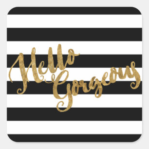 Adesivo Quadrado Ouro Hello Gorgeous Stripes