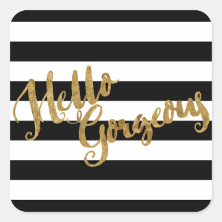 Adesivo Quadrado Ouro Hello Gorgeous Stripes