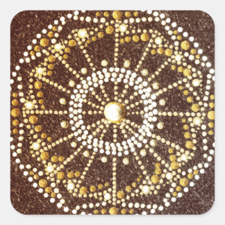 Adesivo Quadrado Ouro Mandala, autocolante Dourado Chakra