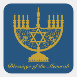 Adesivo Quadrado Ouro Menorah Sticker