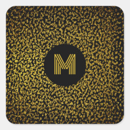 Adesivo Quadrado Ouro moderno monograma de pontos negros