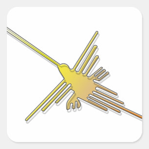 Adesivo Quadrado Ouro Nazca Lines Hummingbird