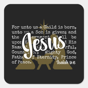 Adesivo Quadrado Ouro Negro PARA NÓS JESUS Natal