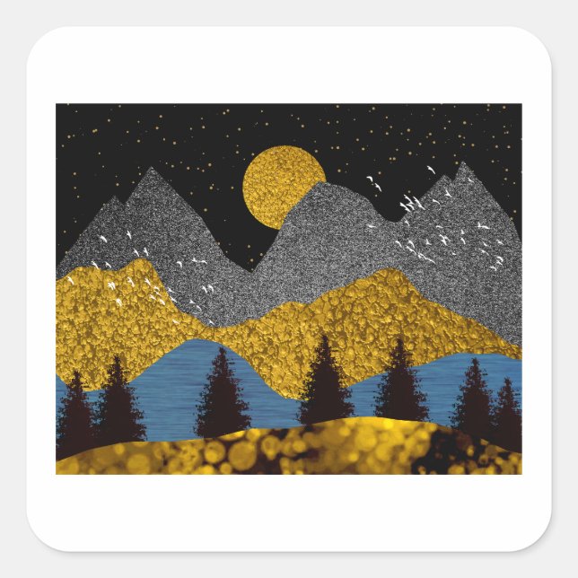 Adesivo Quadrado Ouro Noite (Frente)