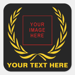 Adesivo Quadrado Ouro pessoal Laurel Wreath