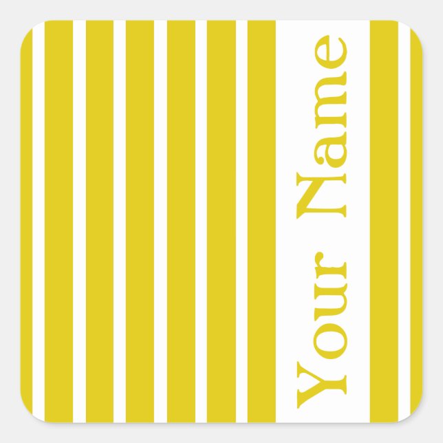 Adesivo Quadrado Ouro Poppy Safari Stripe com o nome (Frente)