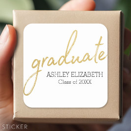 Adesivo Quadrado Ouro Preto Moderno Graduado script Graduação