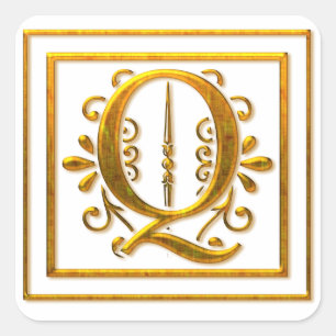 Adesivo Quadrado Ouro Q Elegante Monograma