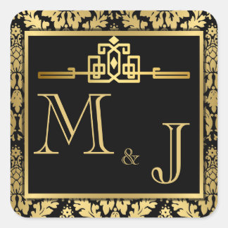 Adesivo Quadrado Ouro Romance Art Deco Envelope Seal