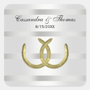 Adesivo Quadrado Ouro Rustic Ferradura Faixas de Prata Vedantes de