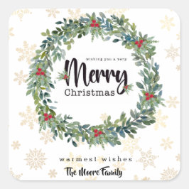 Adesivo Quadrado Ouro Snowflakes Vinheta de Natal