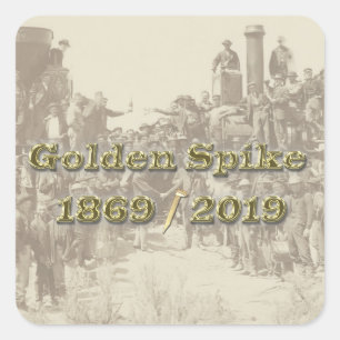 Adesivo Quadrado Ouro Spike Sesquincent Transcontinental Railroad