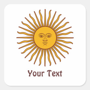 Adesivo Quadrado Ouro Sun de maio Argentina Flag Gift Tag Sticker