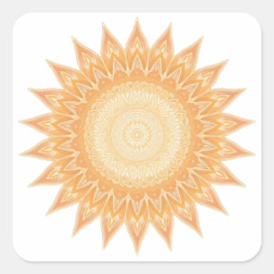 Adesivo Quadrado "Ouro Sunflower Mandala - Luz Dentro De Você"