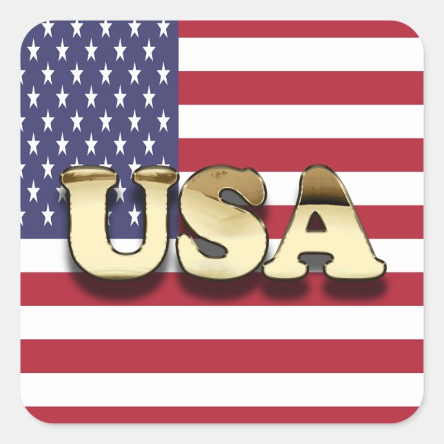 Adesivo Quadrado Ouro USA American Flag (Frente)
