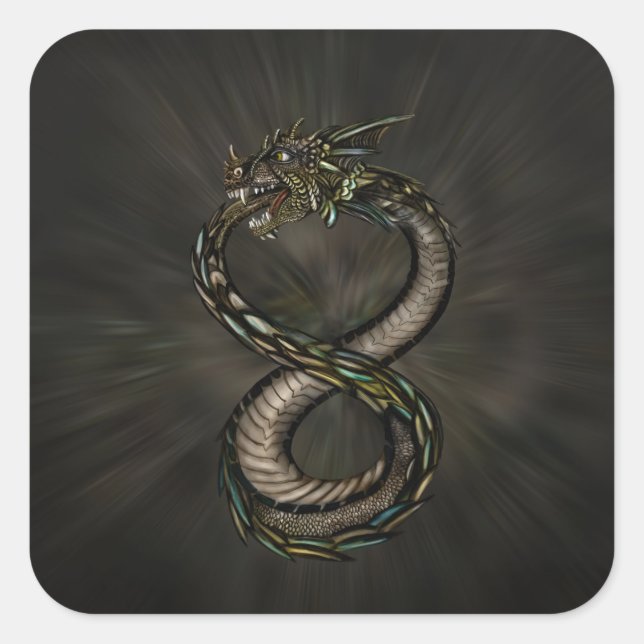Adesivo Quadrado Ouroboros - Dragão Infinito (Frente)